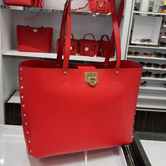 Michael Kors Manhattan Large Tote Leather Color Flame - Picture 4 of 16